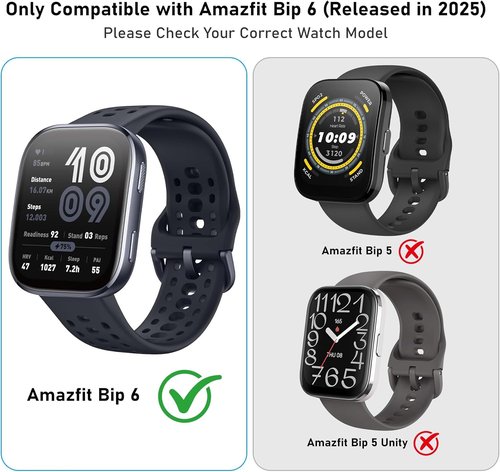 Amazfit Bip 6 Case - 4-Pack Hard PC Cover with HD Tempered Glass Screen Protector | Ultra-Thin, Anti-Scratch (Black, Pink, Beige, Clear)
