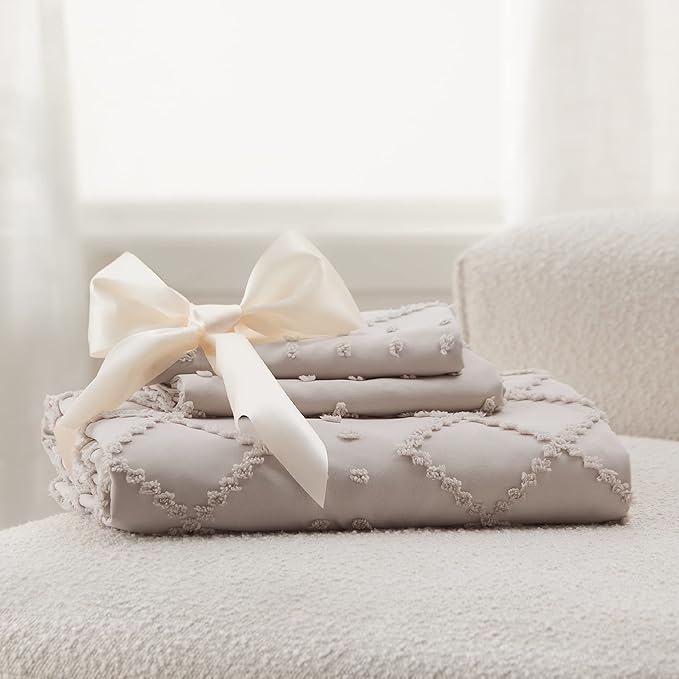 Bedsure Boho Twin Duvet Cover Size - Linen Breathable & Soft Boho Bedding, Machine Washable Comforter Cover for All Seasons, Includes 1 Duvet Cover 68"x90" with 1 Pillow Sham & Zipper Closure