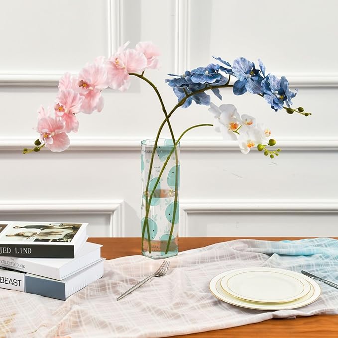 Vase Plastic Vase Elegant Cylinder Flower Vase Shatterproof Decorative Centerpiece for Home Table Office Weddings Events (11.8 x 3.9 in)