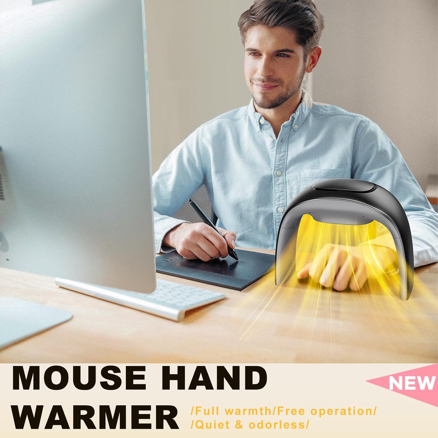 Skiennix Heated Mouse Pad - Super Quiet Desk Hand Warmer with Thermostat | Energy Efficient Black Design