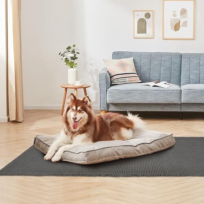ZALL Dark Grey Waffle Bath Mat,Super Absorbent Non Slip Bathroom Rug, Gray 24x72inch, Machine Washable Ultra Soft Floor Mats