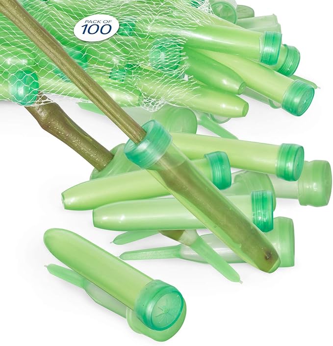 Royal Imports Floral Water Tubes with Caps – 3" Green Plastic Flower Vials for Single Stem Roses, Buds, Bouquets – Standard Style, 1/2" Opening – 100 Pack