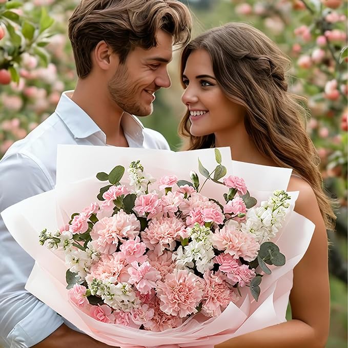 DEWJDFSC 20 Sheets Flower Wrapping Paper,Waterproof Floral Korean Bouquet Wrapping Paper, Florist Supplies, Suitable for Flowers Gift Packaging (Pure Pink)