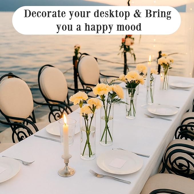 16 Pack 5.9" Tall x 1.8" Diameter Clear Glass Cylinder Vases - Multi-Use Flower Vase, Hurricane & Floating Candle Holders for Wedding Centerpieces, Home Decor, Table Displays