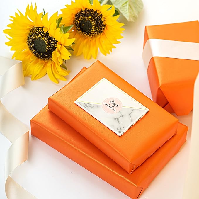 RUSPEPA Orange Matte Wrapping Paper - Solid Color Pearly - luster Paper Perfect for Wedding, Christmas, Baby Shower -17 Inches X 32.8 Feet