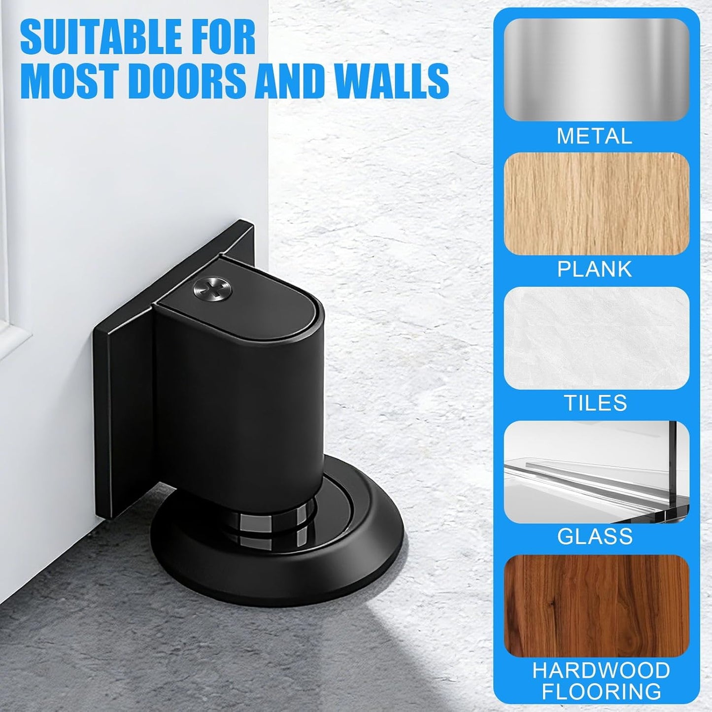 Skiennix Door Wedge Stopper - Heavy-Duty Magnetic Doorstop for No-Drill Installation | Invisible Design