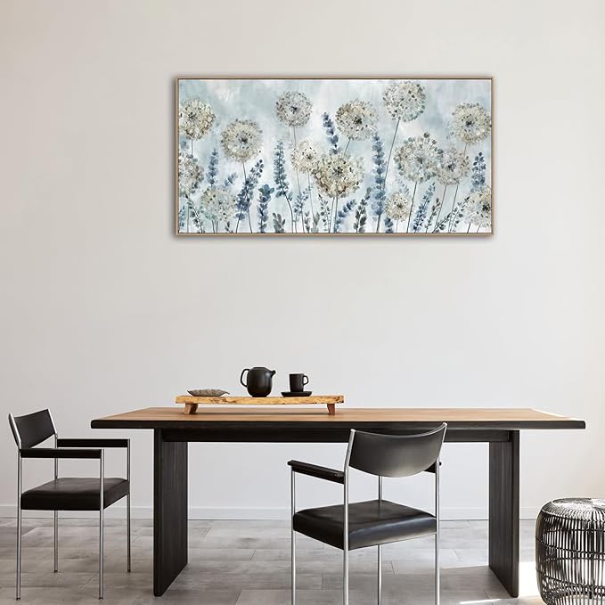 VEAEE Farmhouse Canvas Wall Art - Flowers Dandelion Wall Pictures,Living Room Decor,Nature Artwork Prints Abstract Grass Paintings for Bedroom Home Office Decoration 24"x48"