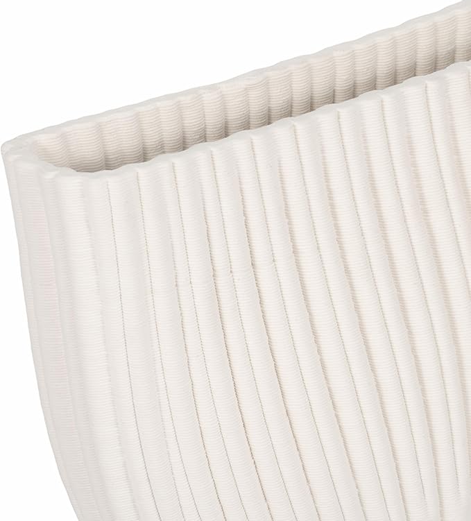 Ceramic Vase for Home Decor – Elegant Flower Vase for Living Room, Table Accent, or Bedroom Decor – 3D Printed Accent Piece for Office, Room, or House Styling – 9” Ivory