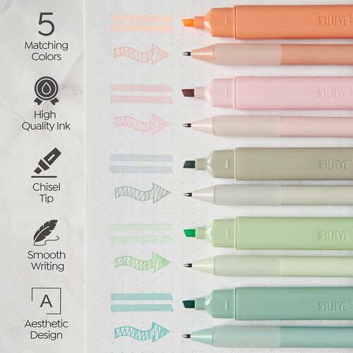 BLIEVE Aesthetic Highlighters & Gel Pens - No Bleed, Fast Drying, Easy Grip for Bible Journaling | Pastel Colors