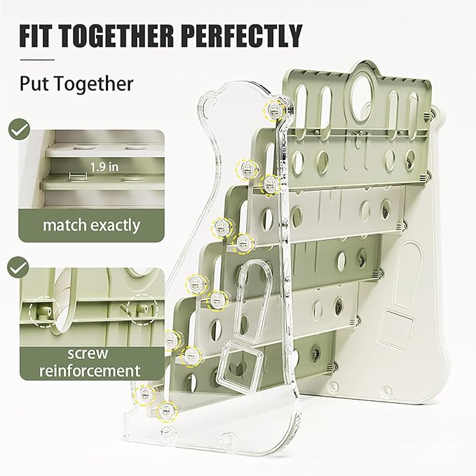 Kids Bookshelf for Toddlers, 7 Tier White Bookcase for Kids Bedroom/Nursery/Classroom, Corner Bookshelf Book Storage Organization Montessori Baby Book Storage Shelf (Green-7-Tier Bookcase)