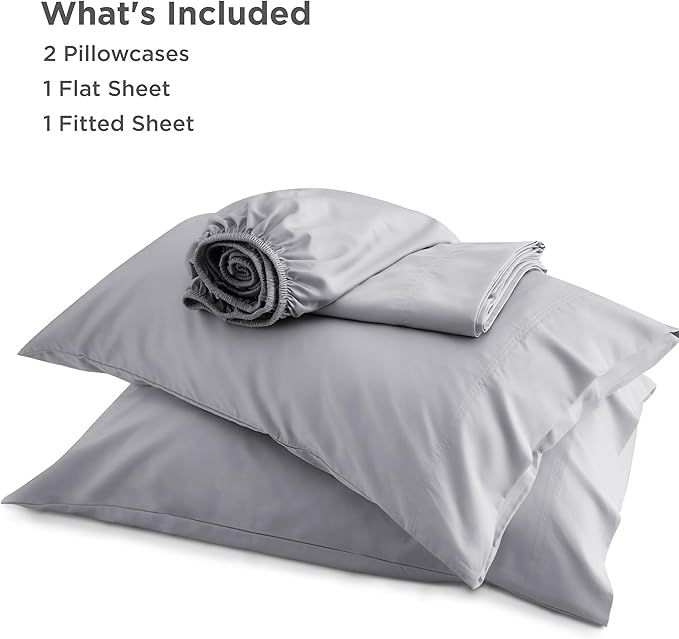 Bedsure California King Sheet Sets, Cooling Sheets, Rayon Derived from Bamboo, Breathable & Soft, Deep Pocket Up to 16 Inches, Hotel Luxury Silky Bedding for Hot Sleepers, Silver Grey