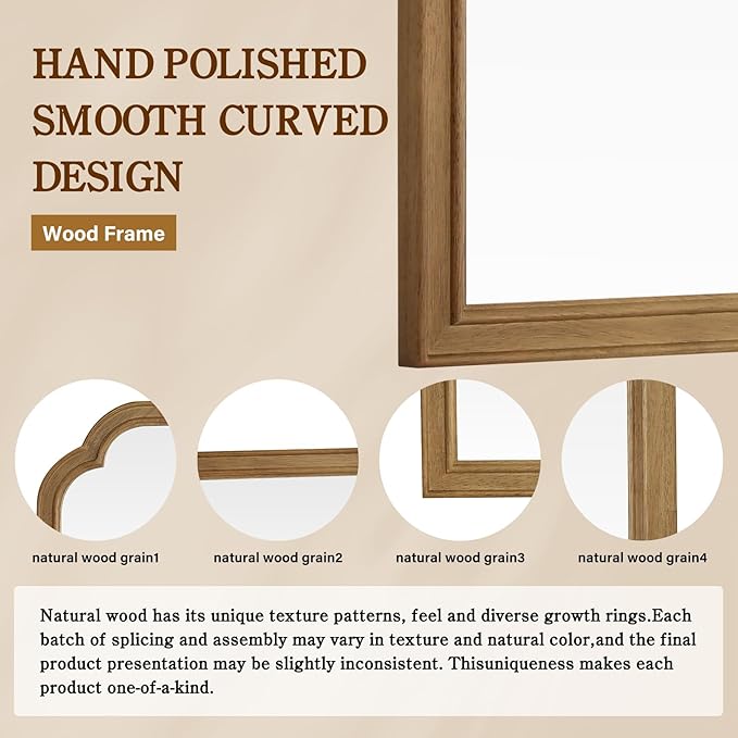 WallBeyond 24" x 36" Natural Wood Mirror for Wall Mounted, Rustic Wood Frame Wall Mirrors Decorative for Living Room or Bathroom Mirror (Natural Color)