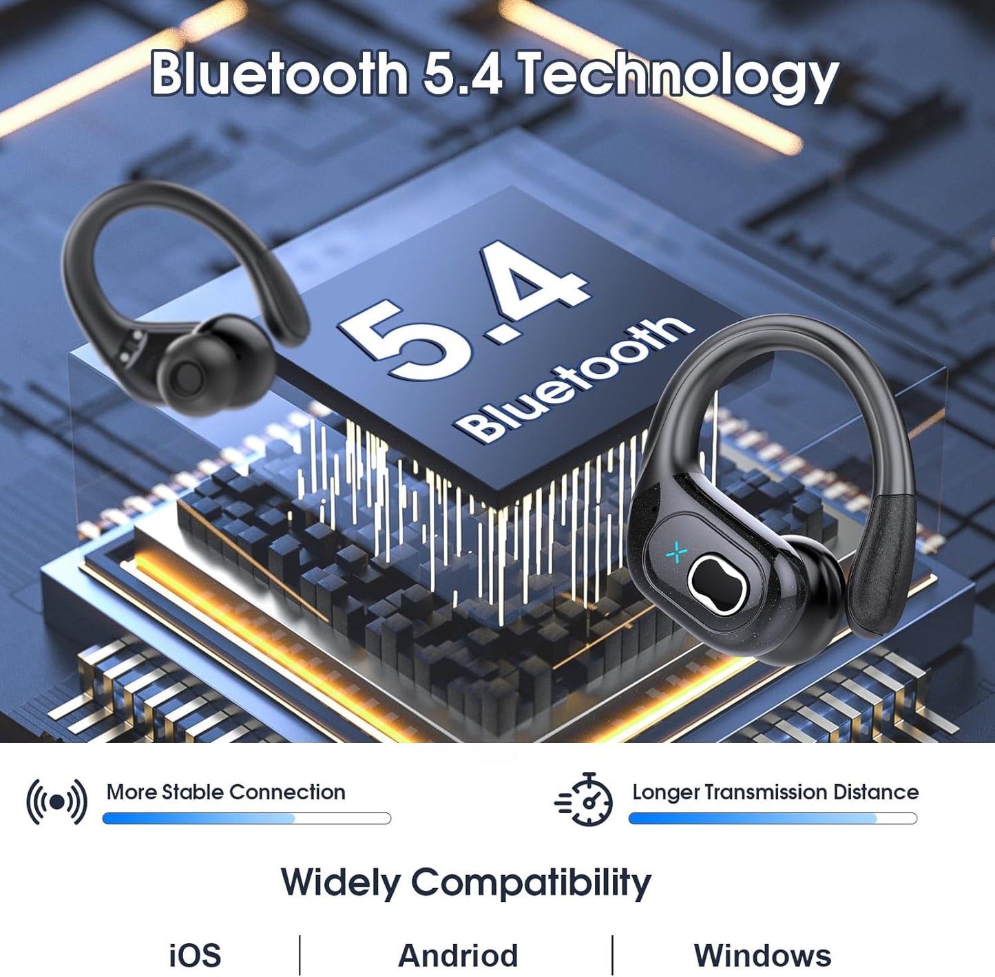 Skiennix Wireless Earbuds - 75Hrs Battery Life | Bluetooth 5.4 | Deep Bass & ENC Noise Cancelling | IPX7 Waterproof for Gym & Running