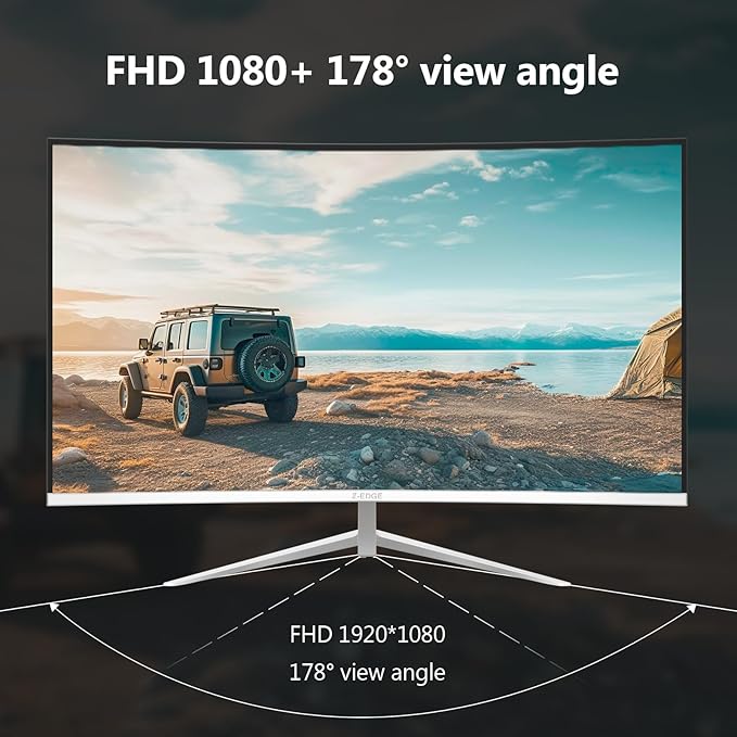 Z-Edge 24-inch Curved Gaming Monitor, Full HD 1080P 1920x1080 LED Backlight Monitor, with 100Hz Refresh Rate and Eye-Care Technology, U24C 178° Wide View Angle, DP+HDMI