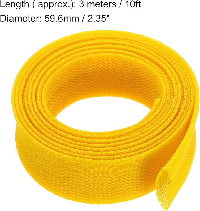 uxcell Expandable Sleeving,2 3/8-inch 10ft Cable Sleeve, Yellow