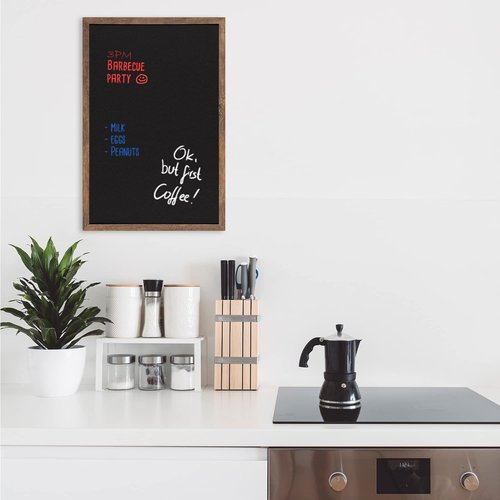 Navaris Framed Chalkboard - 16" x 24" Wall-Mounted MDF Board for Kitchen, Kids, or Office | Hang Vertically or Horizontally