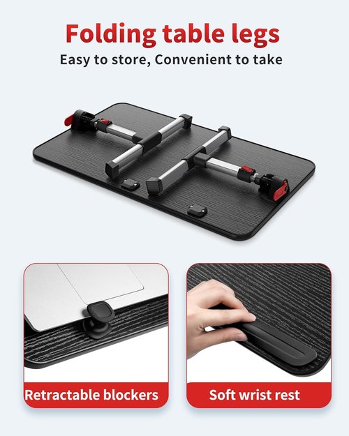 SAIJI Adjustable Laptop Desk - Portable Foldable Stand for Sofa, Couch, Bed | Medium Size, Black