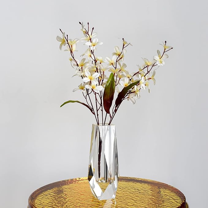 Kitcom Flower/Bud Crystal Vase Decorative Vases for Home, Wedding, Christmas, Outline Dimensions W2.8''xH8.5'', Clear with Gift Box