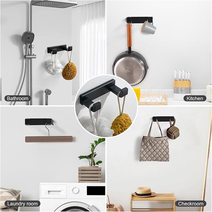 YACVCL 4-Piece Matte Black Bathroom Hardware Accessories Set, Bath Towel Bar Set SUS304 Stainless Steel, Round Towel Racks for Bathroom Wall Mounted