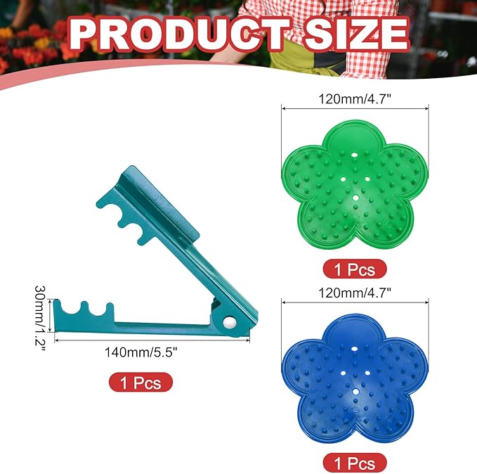 HARFINGTON 2pcs Rose Thorn Stripper Tool Set 5.5" 4.7" Metal PVC Flower Thorn Leaf Remover Flower Stem and Leaf Stripping for Gardening Home Florist Arrangement, Blue Green