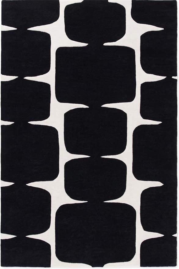 Restoration and Renovation Modern Wool Area Rug - Contemporary Abstract Geometric Design, Thick & Soft Hand-Tufted Carpet - Ideal for Indoor Decor in Living Room, Bedroom (Black, 10' x 14')