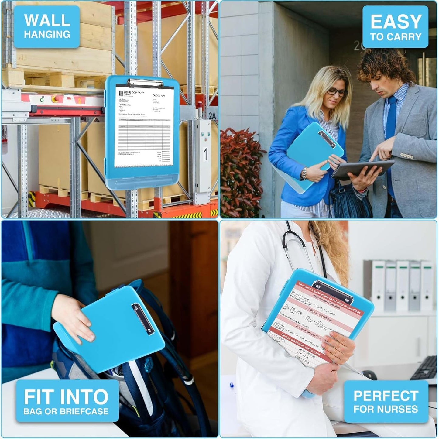 Sooez Clipboard - 8.5 x 11 Storage Case with Pen Holder | Ideal for Nurses & Teachers, Plastic Organization Box