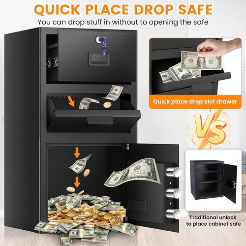 Regine Switzerland 5.6 Cu Ft Large Drop Safe Box - Heavy-Duty Anti-Theft Money Safe with Digital Keypad & Quick Drop Slot