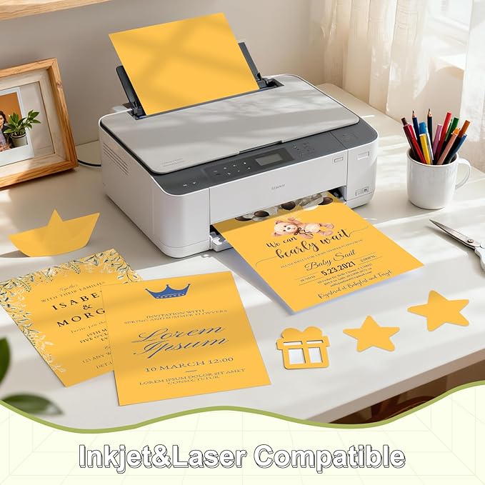 40 Sheets Cardstock 8.5x11, 65lb Orange Yellow Card Stock, Construction Paper, 180gsm Thick Printer Paper for Printing, Painting, Card Making, Kids School Supplies,Party Decorations