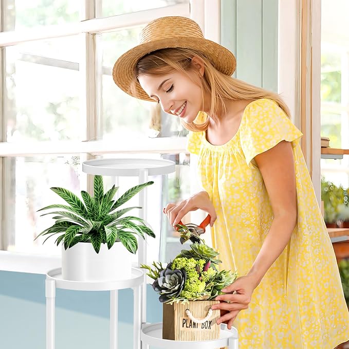 3 Tier Metal Corner Plant Stand Indoor Outdoor, Heightened widened 30 in Tall Multiple Flower Pot Display Holder, Iron Plant Rack Organizer for Living Room Garden Patio Balcony Office White