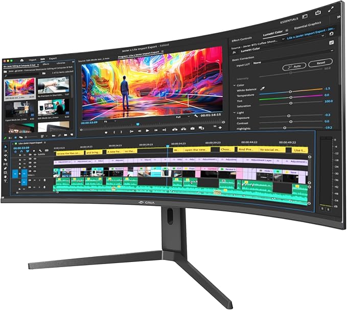 CRUA 40'' 5K Ultrawide Curved Gaming Monitor, 21:9, 5120 x 2160, 120Hz, IPS Computer Monitor with Built-in Speakers, AMD FreeSync, PIP/PBP, 120% sRGB, HDMI 2.0 & DP 1.4, Tilt/Height Adjustable-Black