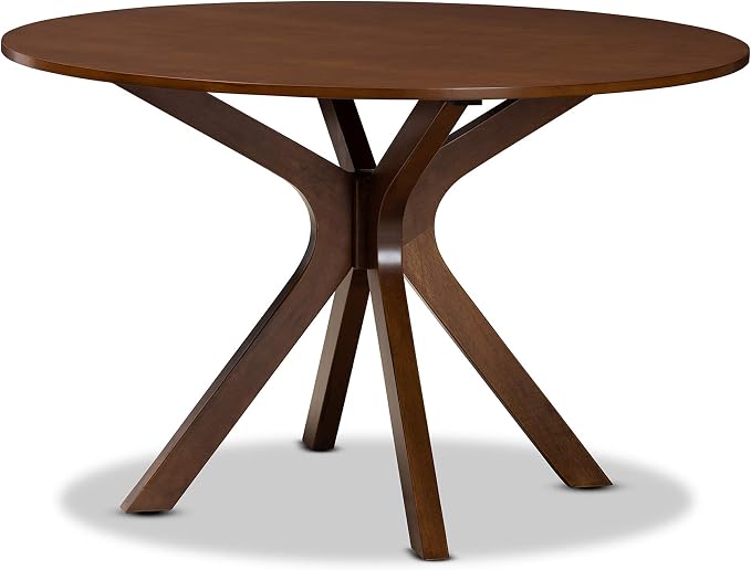 Baxton Studio Kenji Modern and Contemporary Walnut Brown Finished 48-Inch-Wide Round Wood Dining Table