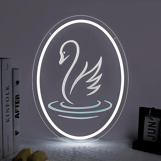 Swan Neon Sign, Neon Signs for Wall Decor, Dimmable LED Neon Sign for Bedroom Decor, USB Powered Neon Signs for Birthday Party and Teen Girls Gift (15.7" x 11.8")