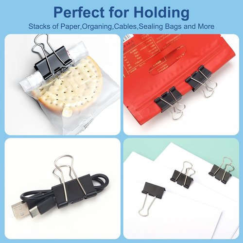 Regine Switzerland Medium Binder Clips - 1.25 Inch (48 Pack) with Container | Durable Black Paper Clamps for Office & Home