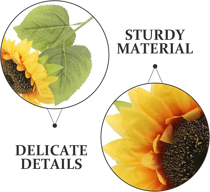 LOGOFUN 12PCS Realistic Sunflowers Artificial Flowers with Stems for Home Garden Decor Wedding Festival Party Arrangement