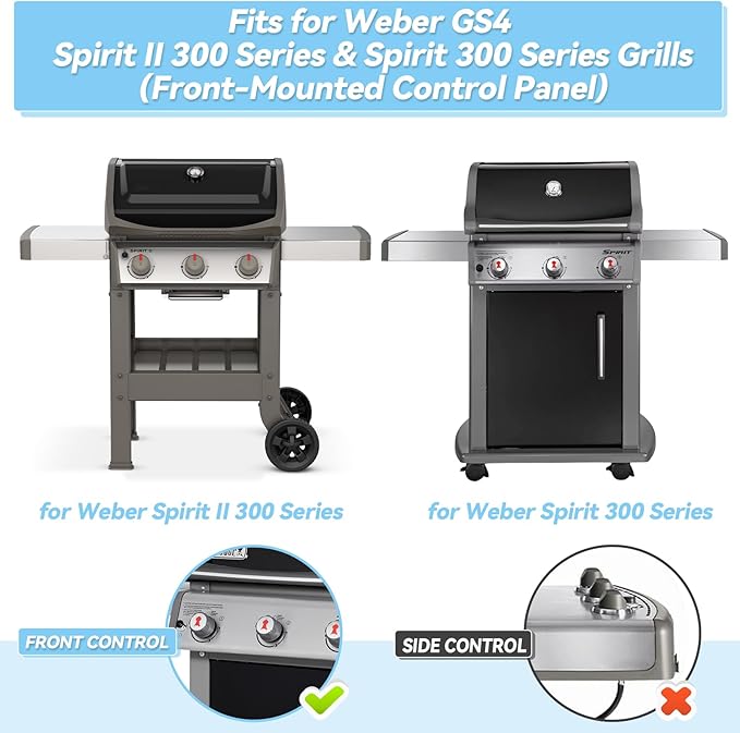 15.3 inch Flavorizer Bars for Weber Spirit 300 and GS4 Spirit II 300 Series E310 E320 E330 S310 S320 S330 with Front Control Knobs, Porcelain Steel Grill Heat Plates Replacement for 7636, 5 Pack