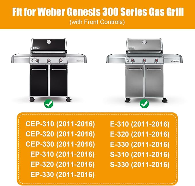 Genesis 300 Grill Parts for Weber Genesis 310 330 Series E330 E310 E320 S310 S320 S330 EP330 EP310 CEP-320 Grill Parts, SUS 304 Stainless Steel Flavorizer Bars and Heat Deflector for Weber 7622 7620"