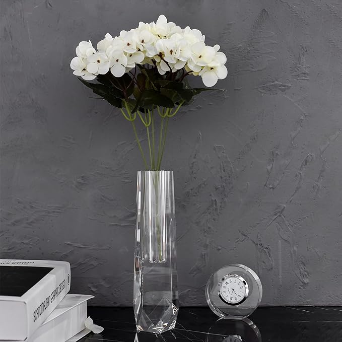 kitCom Series Crystal Vase, Flower Vase, Suitable for Home Decor, Wedding or Gift - 8.3 Inch Luxury Crystal Flower Vase