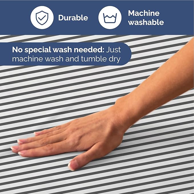 Striped Sheets - Grey Striped Sheets - 1 Flat & 2 Fitted & 2 Pillowcases w/ Deep Pockets – Wrinkle & Fade Free - Ultra-Soft, Breathable and Cooling – Luxury Pinstripe Bedding - Split King Size Bed Set