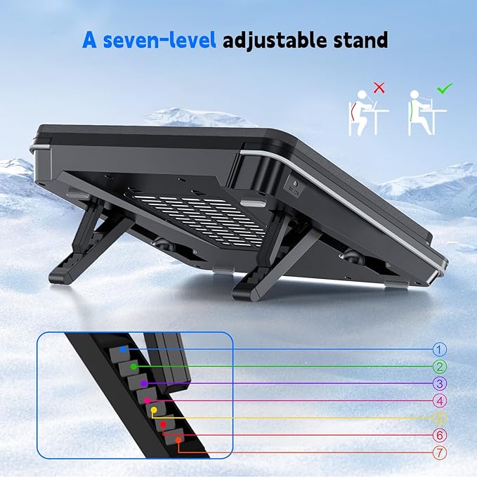 IETS GT600 Laptop Cooling Pad Equipped Gigantic Turbo-Fan（5.5inch Diameter）,Sealed Foam for Rapid Cooling Gaming Laptop,14.1-19.3 inch Laptop Cooler with Adjustable Brackets,Dust Filter,Touch Start