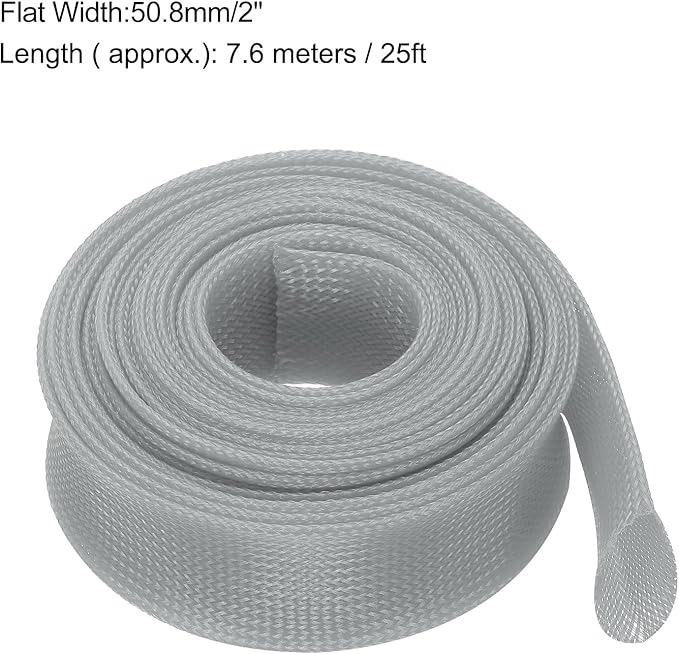 uxcell Expandable Sleeving, 2-inch 25ft Cable Sleeve, Gray