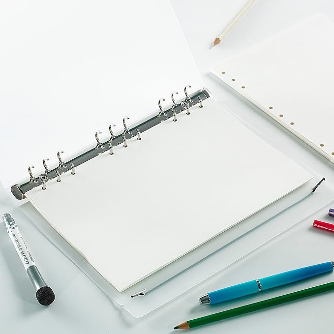 90 Sheets Blank Planner Refill Paper, 255x180mm, 9 Holes Inserts Papers B5 Loose Leaf Notebook Thick Sketch Paper for Drawing & Writing