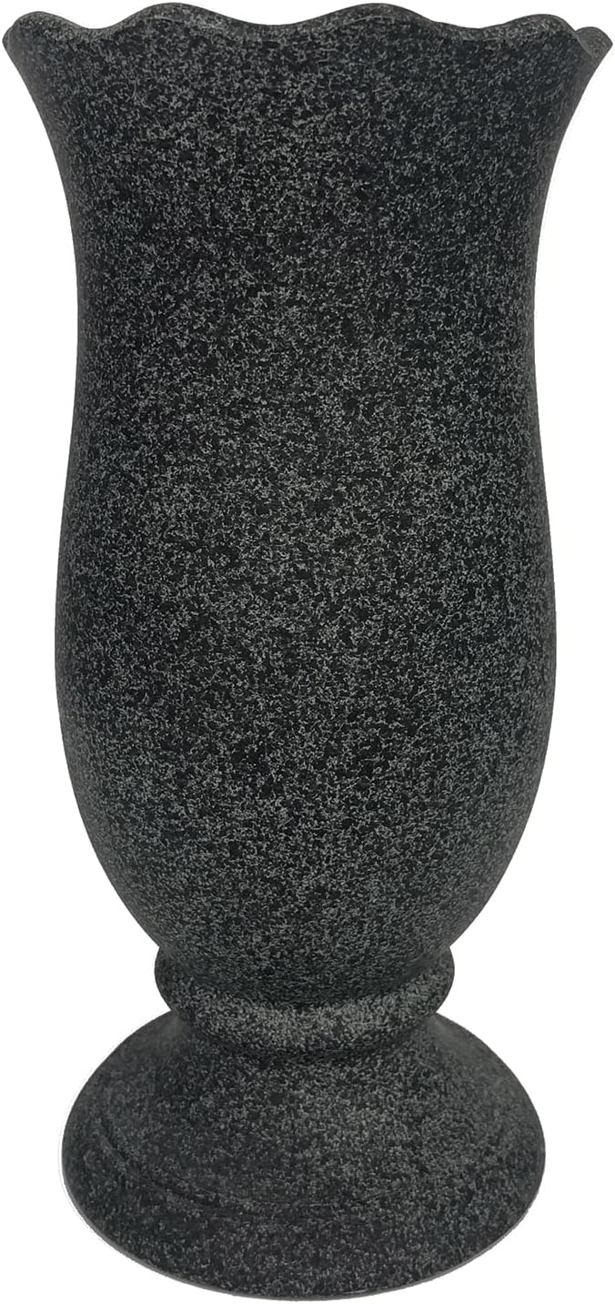 Memorial Grave Cemetery Vase Decoration for Grave Cemetery in Ground Marble Color with Spikes and Flower Foam