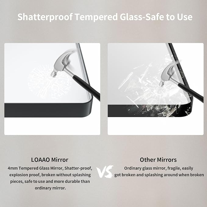 LOAAO 50X30 Inch Black Metal Framed Bathroom Mirror for Wall, Matte Black Bathroom Vanity Mirror Farmhouse, Large Rounded Rectangle Mirror, Anti-Rust, Tempered Glass, Hangs Horizontally or Vertically