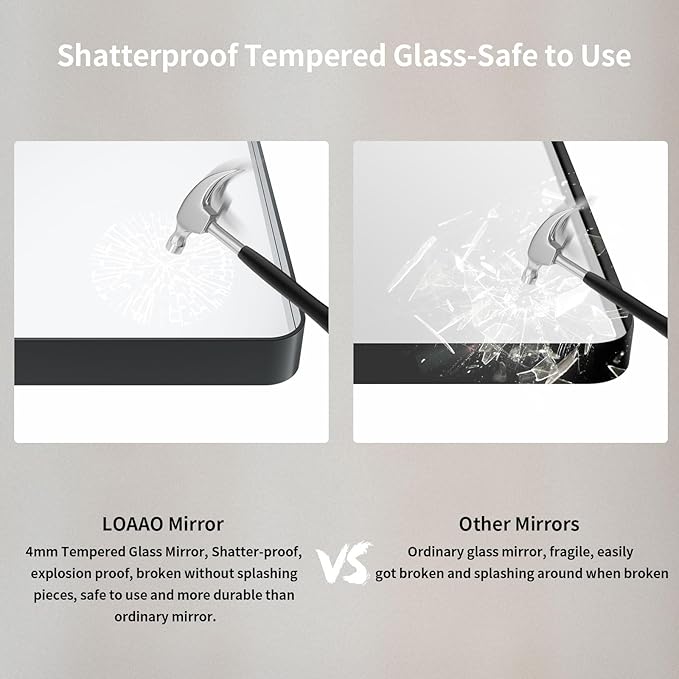 LOAAO 60X40 Inch Black Metal Framed Bathroom Mirror for Wall, Matte Black Bathroom Vanity Mirror Farmhouse, Large Rounded Rectangle Mirror, Anti-Rust, Tempered Glass, Hangs Horizontally or Vertically