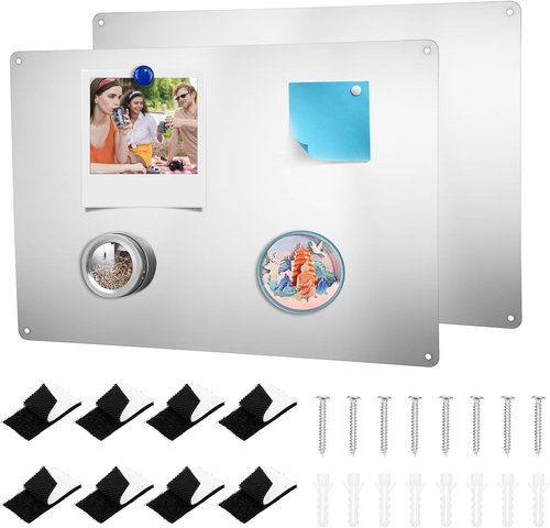 Molain Stainless Steel Magnetic Bulletin Board - 17.1" x 11.8" for Wall & Refrigerator | Perfect for Letters, Notes & Photos