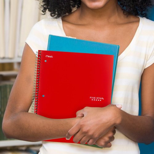 Five Star Spiral Notebook - 5 Subject College Ruled, 200 Sheets, Water Resistant Cover, Fire Red | 8.5" x 11" (Pack of 2)