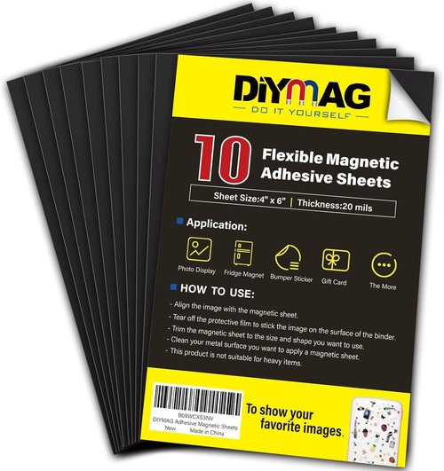 DIYMAG Magnetic Adhesive Sheets - Strong Rare Earth Magnets for DIY & Office Use | 1.26 Inch Diameter, Pack of 6