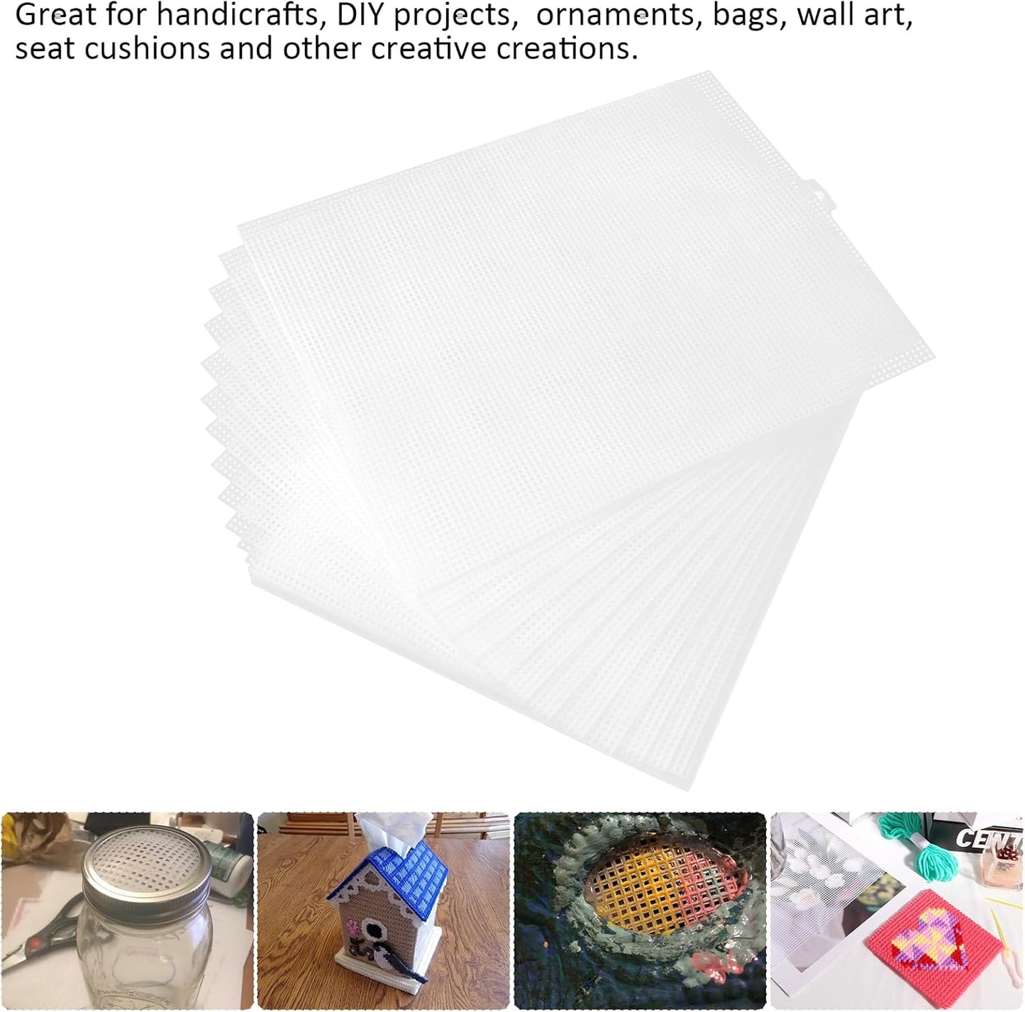 Skiennix Plastic Canvas Sheets - 20 Pieces of 10.2x13 Inch Mesh for Crafts & Needlepoint Projects