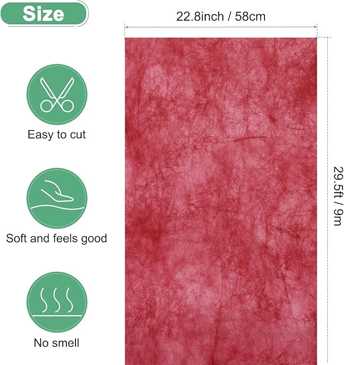 M METERXITY Korean Cotton Floral Wrapping Paper 1Roll [Red] - 9m x 58cm (29.5ft x 23in), Translucent & Waterproof Flexible for Bouquets, Gift Packaging, Wedding, Florist Use