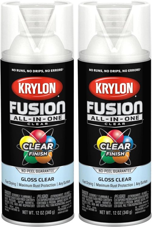 Krylon Fusion All-In-One Spray Paint - Gloss Clear Finish for Indoor/Outdoor Use | 12 Ounce (Pack of 2)